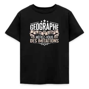 Géographe le seul Géographe le vrai Géographe - T-shirt Enfant - noir - Devant - AI Model Kid Female (0cm)
