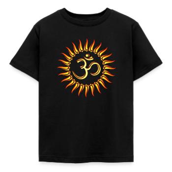 Om Mantra Symbol Sonne Yoga Buddhismus Spirituell - Kinder T-Shirt - Schwarz - Vorne - AI Model Kid Female (0cm)