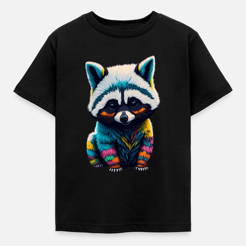 Racoon 4 - Kinder T-Shirt - Schwarz