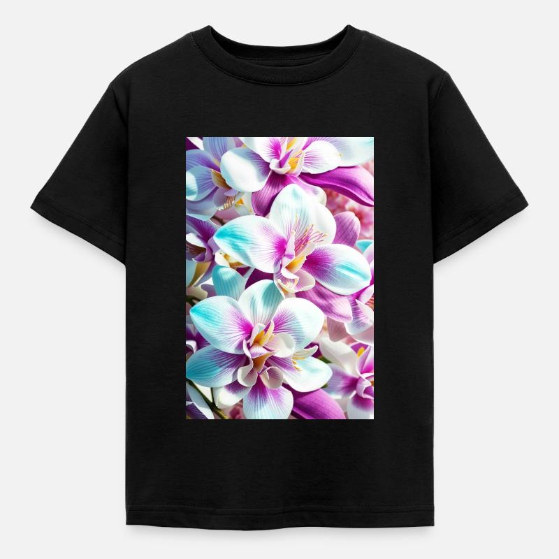 Blumen 136 - Kinder T-Shirt - Schwarz