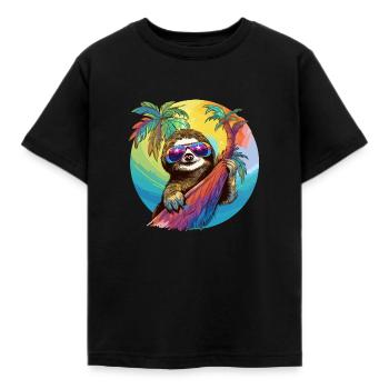 Cool Sloth Gift Holiday Late Riser - Kids' T-Shirt - black - Front - AI Model Kid Female (0cm)
