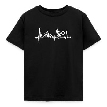 Mountain Bike Bike Downhill Heartbeat Bike - Kids' T-Shirt - black - Front - AI Model Kid Female (0cm)