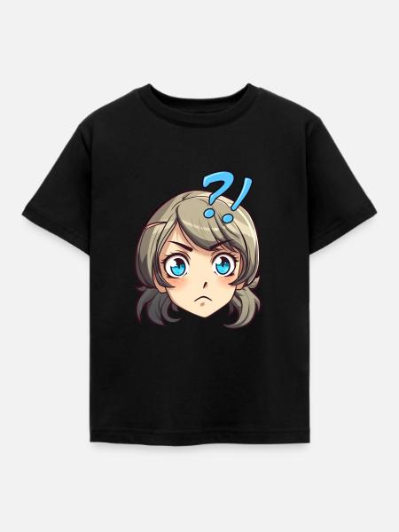 Skeptisches Anime-Emoji - Anime-Shirt - Kinder T-Shirt - Schwarz