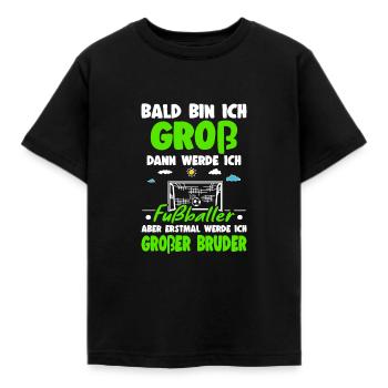 Nachwuchs Verkünden Werde Großer Bruder Fußball - Kinder T-Shirt - Schwarz - Vorne - AI Model Kid Female (0cm)