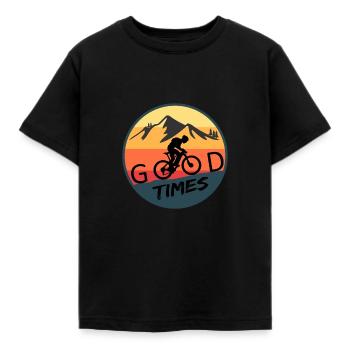 Mountain Bike Trail Downhill Terrain - Kids' T-Shirt - black - Front - AI Model Kid Female (0cm)