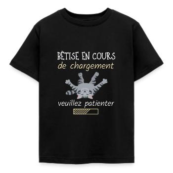 Humour chat | Bêtise en cours de chargement - T-shirt Enfant - noir - Devant - AI Model Kid Female (0cm)