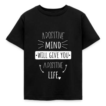 Positiv Positives Denken Leben Sprüche Geschenk - Kinder T-Shirt - Schwarz - Vorne - AI Model Kid Female (0cm)