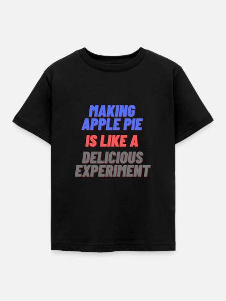 Apfelkuchen mit grauer Schrift - Kinder T-Shirt - Schwarz