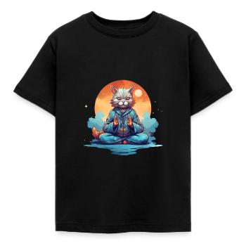Yogakatze: Entspannung und Gelassenheit durch Medi - Kinder T-Shirt - Schwarz - Vorne - AI Model Kid Female (0cm)