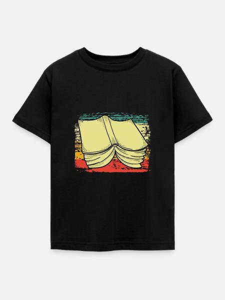 Bücher - Kinder T-Shirt - Schwarz
