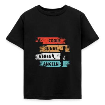 Coole Jungs Gehen Angeln Angler - Kinder T-Shirt - Schwarz - Vorne - AI Model Kid Female (0cm)