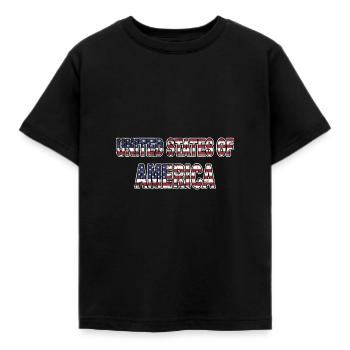 United States of America USA Schriftzug - Kinder T-Shirt - Schwarz - Vorne - AI Model Kid Female (0cm)