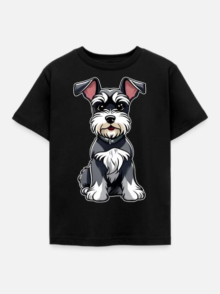 Mignon petit chien schnauzer - T-shirt Enfant - noir