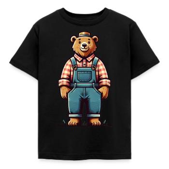 Cute Bear Farmer - Kinder T-Shirt - Schwarz - Vorne - AI Model Kid Female (0cm)