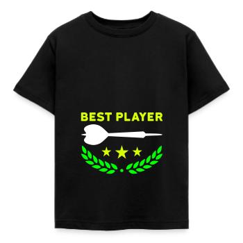 Best player (Dartpfeil, drei Sterne, Lorbeerkranz) - Kinder T-Shirt - Schwarz - Vorne - AI Model Kid Female (0cm)