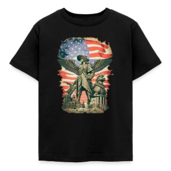steampunk american flag - T-shirt Enfant - noir - Devant - AI Model Kid Female (0cm)