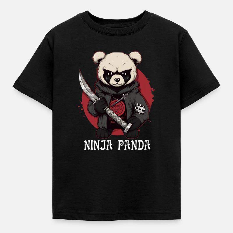 Ninja Panda - Kids' T-Shirt - black
