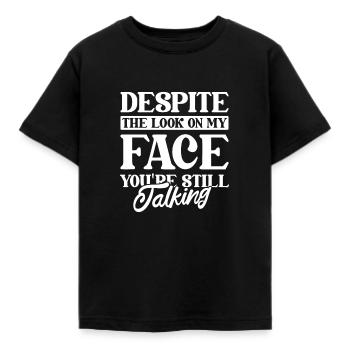 Black humor rude - Kids' T-Shirt - black - Front - AI Model Kid Female (0cm)