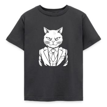 Katze Anzug - Kinder T-Shirt - Dunkelgrau - Vorne - AI Model Kid Female (0cm)