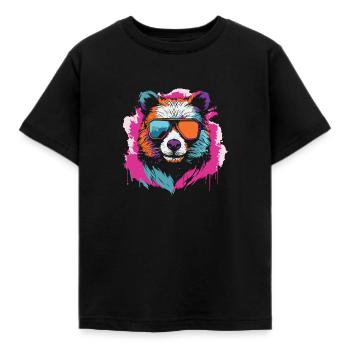 Großer Panda Pandabär Vintage - Kinder T-Shirt - Schwarz - Vorne - AI Model Kid Female (0cm)