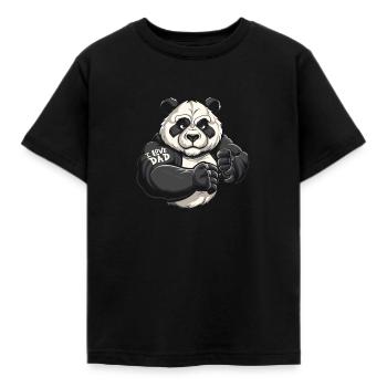 Großer Panda Pandabär I Love Dad - Kinder T-Shirt - Schwarz - Vorne - AI Model Kid Female (0cm)
