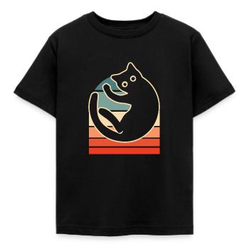 Katze - Kinder T-Shirt - Schwarz - Vorne - AI Model Kid Female (0cm)