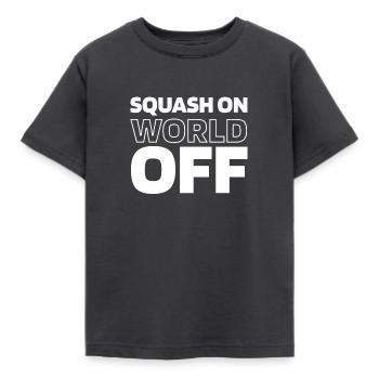 Squash Squash On World Off - Kinder T-Shirt - Dunkelgrau - Vorne - AI Model Kid Female (0cm)