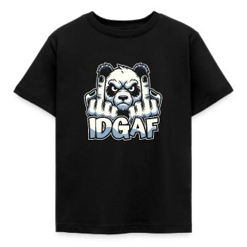 Großer Panda Pandabär Idgaf - Kinder T-Shirt - Schwarz - Vorne - AI Model Kid Female (0cm)