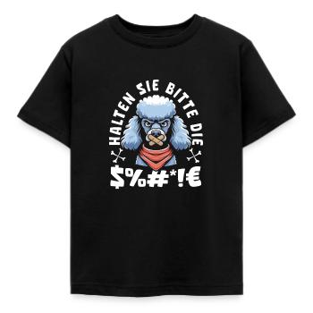 Pudel Halten Sie Bitte Die Fresse - Kinder T-Shirt - Schwarz - Vorne - AI Model Kid Female (0cm)