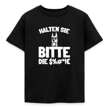 Dobermann Halten Sie Bitte Die Fresse - Kinder T-Shirt - Schwarz - Vorne - AI Model Kid Female (0cm)