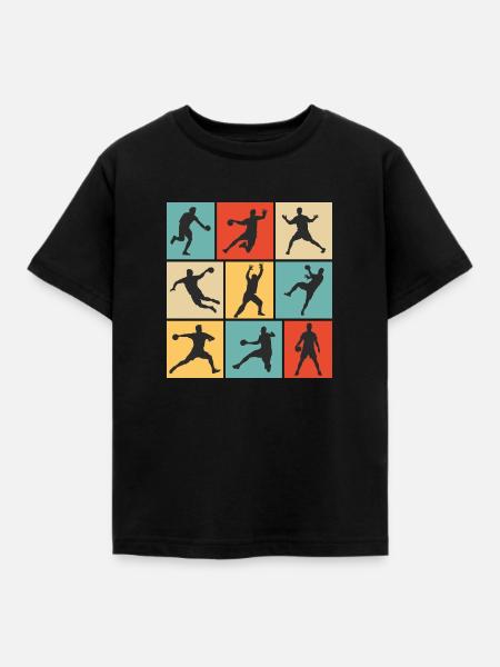 Handball Handballer Silhouetten Handball - Kinder T-Shirt - Schwarz