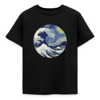 Tsunami de la nuit étoilée - T-shirt Enfant - noir - Devant - AI Model Kid Female (0cm)