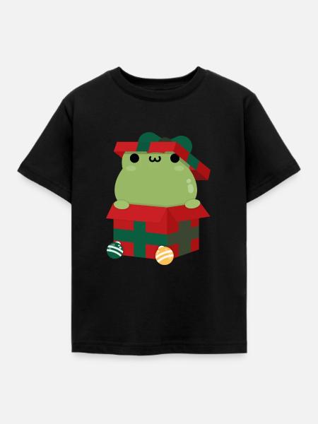 Frosch Weihnachtsgeschenk - Kinder T-Shirt - Schwarz