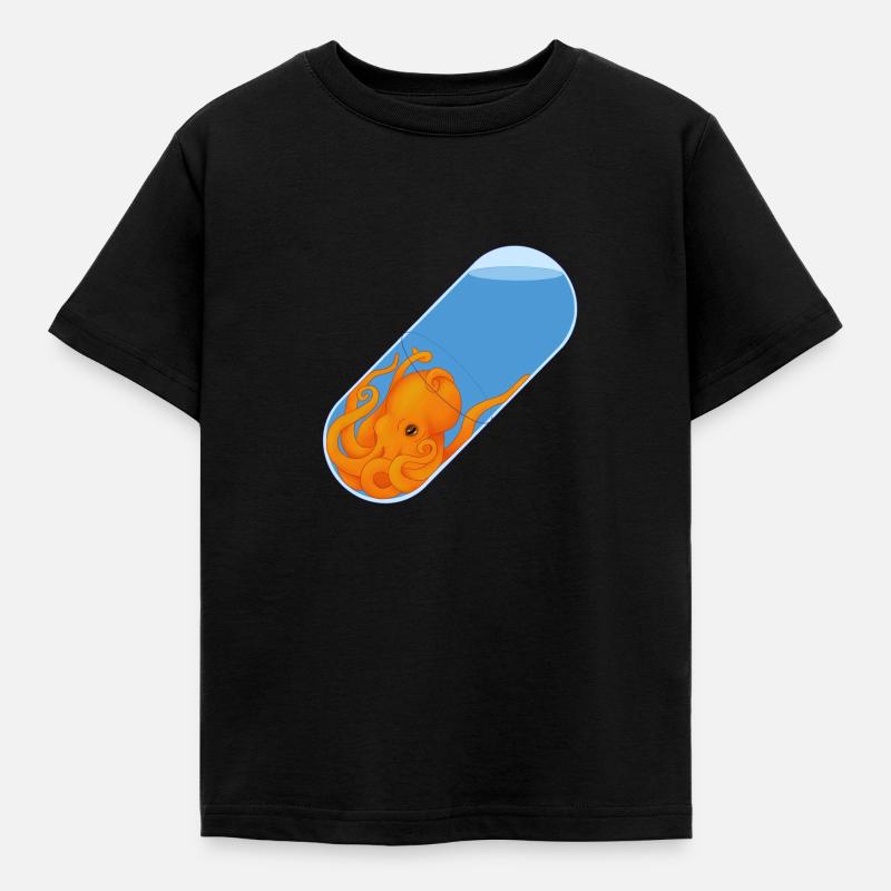 Krakenpille - Kinder T-Shirt - Schwarz