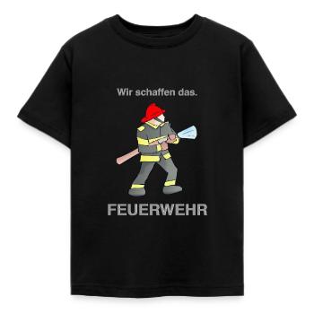 FEUERWEHR * Wir schaffen das. - Kinder T-Shirt - Schwarz - Vorne - AI Model Kid Female (0cm)