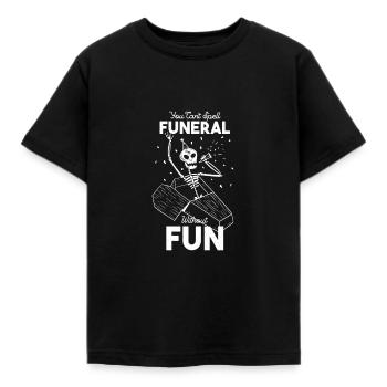 Lustiges Beerdigungs T-Shirt Halloween Skelett - Kinder T-Shirt - Schwarz - Vorne - AI Model Kid Female (0cm)
