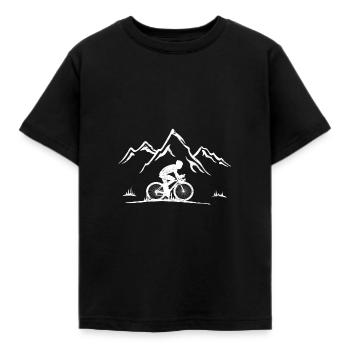 Cycling in the mountains, Alps, Mountain air, Mountains - Kids' T-Shirt - black - Front - AI Model Kid Female (0cm)