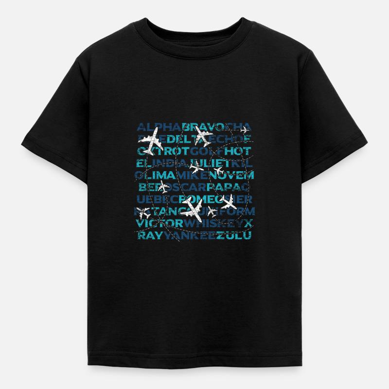 Flugzeug Luftfahrt Fliegen - Kinder T-Shirt - Schwarz