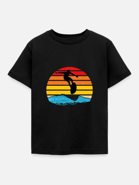 Surfen - Kinder T-Shirt - Schwarz