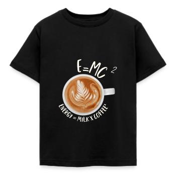 E=MC² Energie= Milch x Kaffee² - Kinder T-Shirt - Schwarz - Vorne - AI Model Kid Female (0cm)