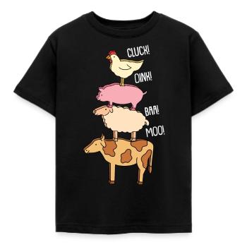 Ferme motif avec poulet mouton porc et vache - T-shirt Enfant - noir - Devant - AI Model Kid Female (0cm)