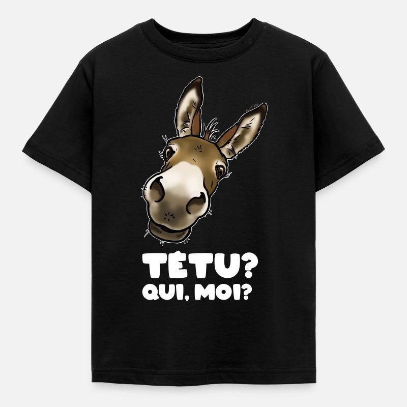 Tetu? Qui moi? (âne) texte blanc - T-shirt Enfant - noir