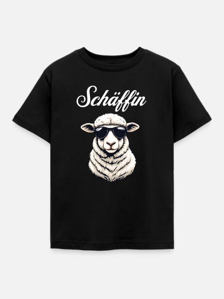 Schäffin – Die lässige Chefin im Wolle-Look - Kinder T-Shirt - Schwarz