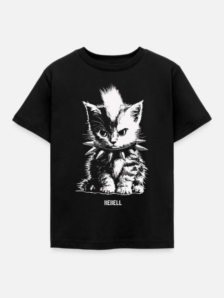 Rebell Kitten - Kinder T-Shirt - Schwarz