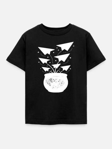 Papierflieger Gartenzauber - Kinder T-Shirt - Schwarz