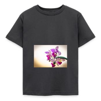 Focus on orchid - Kids' T-Shirt - dark grey - Front - AI Model Kid Female (0cm)