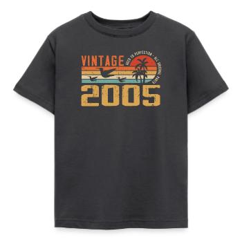 Vintage 2005 Jubiläumsgeschenk - Jahrgang 2005 - Kinder T-Shirt - Dunkelgrau - Vorne - AI Model Kid Female (0cm)