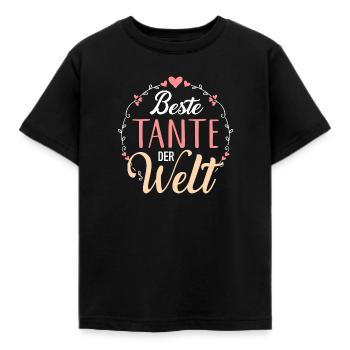Tante - Kinder T-Shirt - Schwarz - Vorne - AI Model Kid Female (0cm)