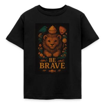 Be Brave – Brave Lion with Cupcake - Kids' T-Shirt - black - Front - AI Model Kid Female (0cm)
