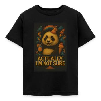 Panda - Actually, I'm Not Sure - Kids' T-Shirt - black - Front - AI Model Kid Female (0cm)